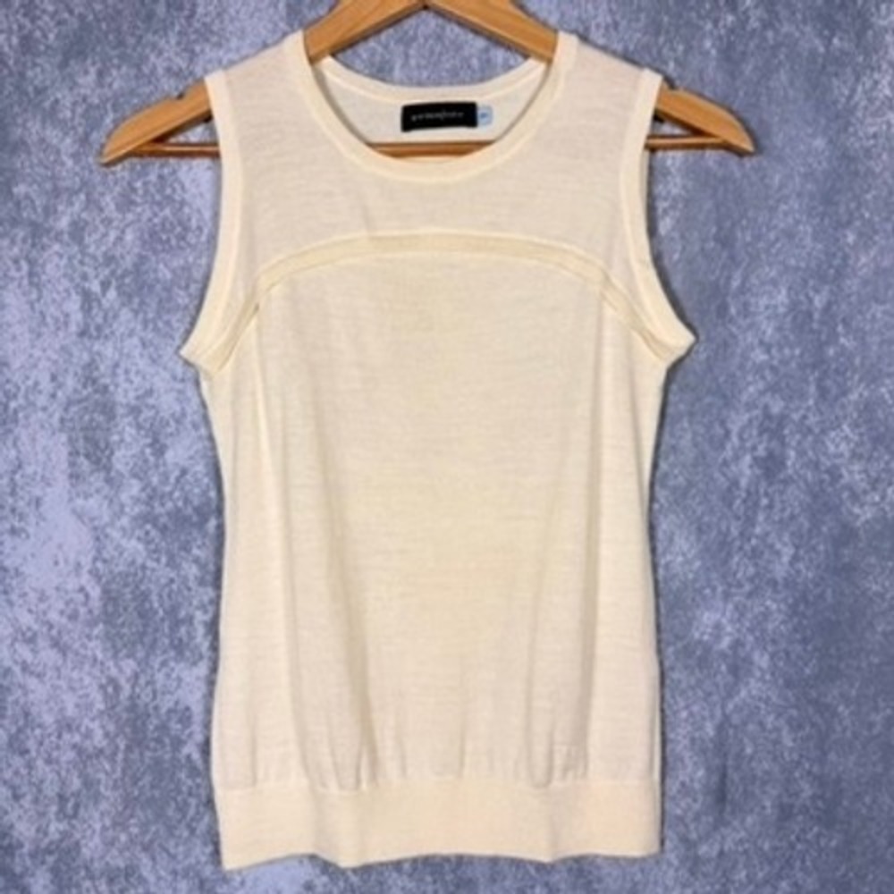 Giordano Ladies Knit Top Women Small Cream Wool Blend Sleeveless